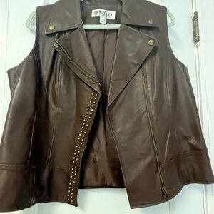 Randolph Duke Brown Faux Leather Vest with Gold Studs